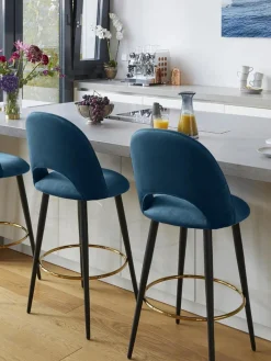 Westwing Collection Taburete alto de terciopelo Rachel