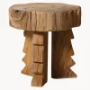 HKLIVING Taburete artesanal de madera de teca Carved^ Pufs Y Otomanos|Pufs Y Otomanos