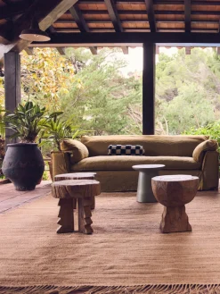 HKLIVING Taburete artesanal de madera de teca Carved^ Pufs Y Otomanos|Pufs Y Otomanos