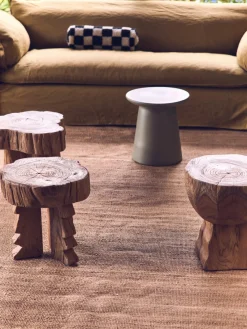 HKLIVING Taburete artesanal de madera de teca Carved^ Pufs Y Otomanos|Pufs Y Otomanos