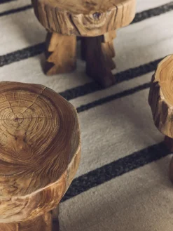 HKLIVING Taburete artesanal de madera de teca Arched^ Pufs Y Otomanos|Pufs Y Otomanos