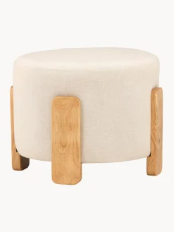 Venture Design Taburete de lino con patas de madera Coffey^ Pufs Y Otomanos|Pufs Y Otomanos