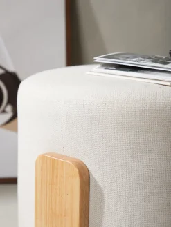 Venture Design Taburete de lino con patas de madera Coffey^ Pufs Y Otomanos|Pufs Y Otomanos