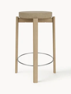 Audo Copenhagen Taburete de madera de roble en tejido bouclé Passage