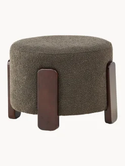 Venture Design Taburete de tejido bouclé con patas de madera Coffey^ Pufs Y Otomanos|Pufs Y Otomanos