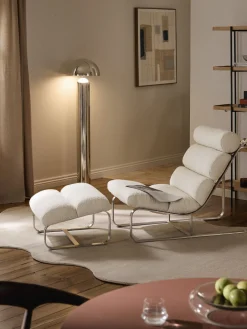 Westwing Collection Taburete en tejido bouclé Pavlos