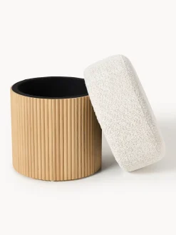 Westwing Collection Taburete tapizado en borreguillo bouclé con espacio de almacenamiento Nala^ Pufs Y Otomanos|Pufs Y Otomanos