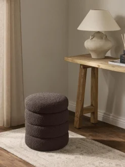 Westwing Collection Taburete tapizado en tejido bouclé con espacio de almacenamiento Alto^ Pufs Y Otomanos