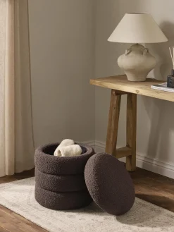 Westwing Collection Taburete tapizado en tejido bouclé con espacio de almacenamiento Alto^ Pufs Y Otomanos