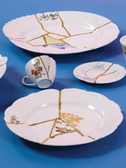 SELETTI Taza de café con platito Kintsugi