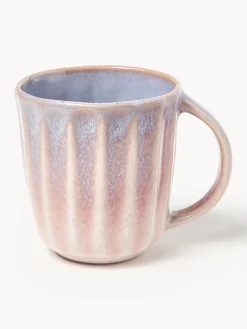 Westwing Collection Tazas artesanales con esmalte reactivo Vinci, 4 uds.