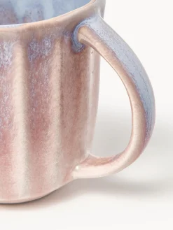 Westwing Collection Tazas artesanales con esmalte reactivo Vinci, 4 uds.