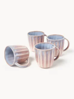 Westwing Collection Tazas artesanales con esmalte reactivo Vinci, 4 uds.