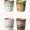 HKLIVING Tazas artesanales con esmalte reactivo 70's, 4 uds.^ Tazas Y Mugs|Vajillas Completas