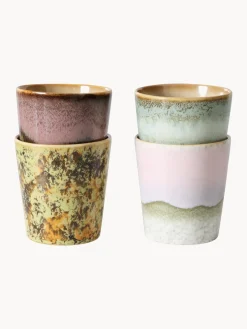 HKLIVING Tazas artesanales con esmalte reactivo 70's, 4 uds.^ Tazas Y Mugs|Vajillas Completas