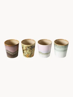 HKLIVING Tazas artesanales con esmalte reactivo 70's, 4 uds.^ Tazas Y Mugs|Vajillas Completas