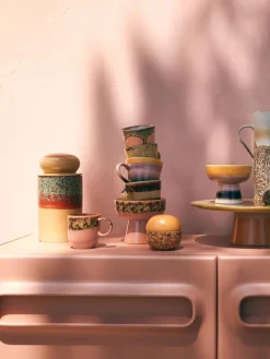 HKLIVING Tazas artesanales 70's, 4 uds.