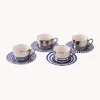 POLSPOTTEN Tazas con platitos artesanales Aunty, 4 uds.