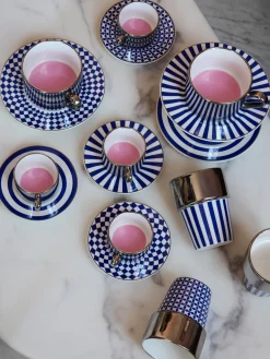 POLSPOTTEN Tazas con platitos artesanales Aunty, 4 uds.