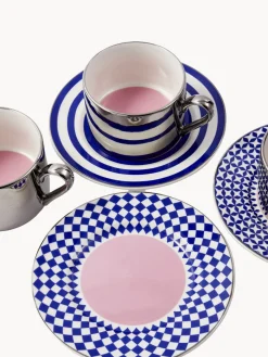 POLSPOTTEN Tazas con platitos artesanales Aunty, 4 uds.