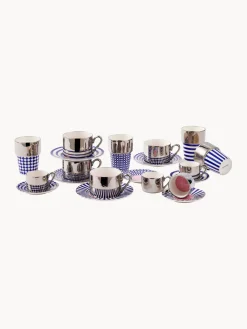 POLSPOTTEN Tazas con platitos artesanales Aunty, 4 uds.