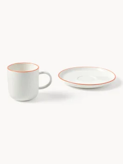 Westwing Collection Tazas con platitos de porcelana Facile, 2 uds.^ Tazas Y Mugs|Vajillas Completas