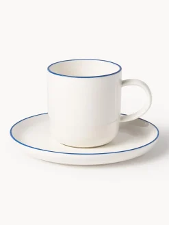 Westwing Collection Tazas con platitos de porcelana Facile, 2 uds.^ Tazas Y Mugs|Vajillas Completas