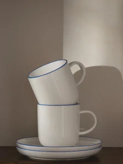 Westwing Collection Tazas con platitos de porcelana Facile, 2 uds.^ Tazas Y Mugs|Vajillas Completas