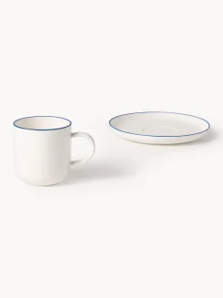 Westwing Collection Tazas con platitos de porcelana Facile, 2 uds.^ Tazas Y Mugs|Vajillas Completas