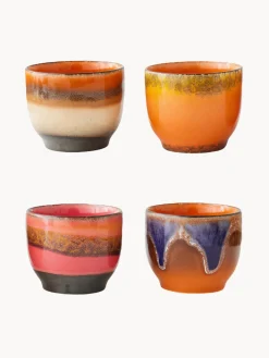 HKLIVING Tazas de café artesanales de cerámica 70's, 4 uds.