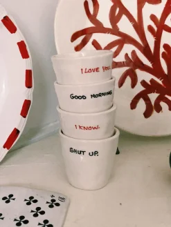 Anna + Nina Tazas de café espresso pintadas a mano Good Morning, 6 uds.^ Tazas De Espresso|Vajillas Completas