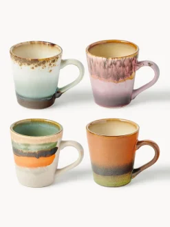 HKLIVING Tazas espresso artesanales con esmalte reactivo 70's, 4 uds.