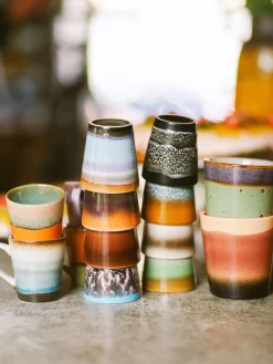 HKLIVING Tazas espresso artesanales con esmalte reactivo 70s, 4 uds.^ Tazas De Espresso|Vajillas Completas