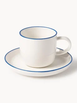 Westwing Collection Tazas espresso con platitos de porcelana Facile, 2 uds.^ Tazas De Espresso|Vajillas Completas