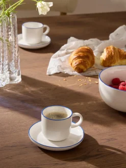 Westwing Collection Tazas espresso con platitos de porcelana Facile, 2 uds.^ Tazas De Espresso|Vajillas Completas