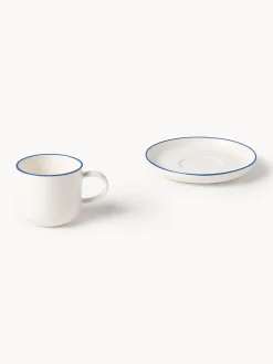 Westwing Collection Tazas espresso con platitos de porcelana Facile, 2 uds.^ Tazas De Espresso|Vajillas Completas