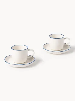 Westwing Collection Tazas espresso con platitos de porcelana Facile, 2 uds.^ Tazas De Espresso|Vajillas Completas
