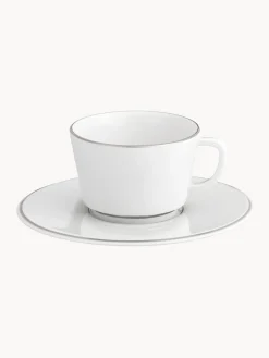 Meissen Tazas pequeñas con platitos de porcelana con borde platino pintado a mano Vitruv, 2 uds.^ Tazas Y Mugs|Vajillas Completas