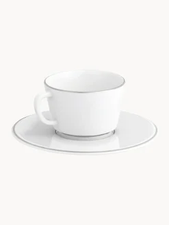 Meissen Tazas pequeñas con platitos de porcelana con borde platino pintado a mano Vitruv, 2 uds.^ Tazas Y Mugs|Vajillas Completas