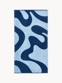 Westwing Collection Toalla de playa de terciopelo con estampado ondulado Pia