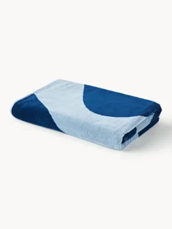 Westwing Collection Toalla de playa de terciopelo con estampado ondulado Pia