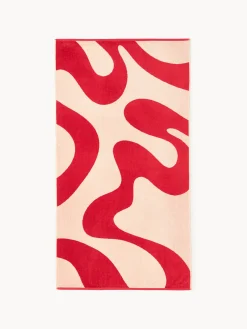 Westwing Collection Toalla de playa de terciopelo con estampado ondulado Pia