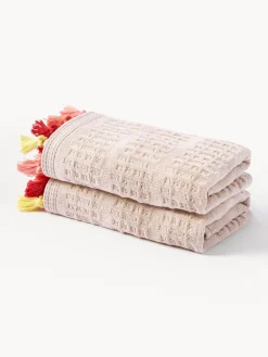 Westwing Collection Toalla de terciopelo con flecos Tallulah, tamaños diferentes