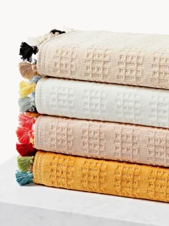 Westwing Collection Toalla de terciopelo con flecos Tallulah, tamaños diferentes^ Toallas|Mantas