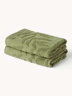 Westwing Collection Toallas de algodón con relieves Leaf, tamaños diferentes