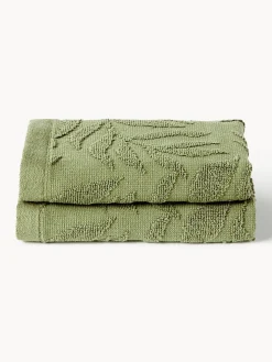 Westwing Collection Toallas de algodón con relieves Leaf, tamaños diferentes