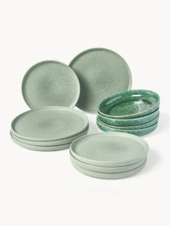 Westwing Collection Vajilla artesanal con esmalte reactivo Pam, 4 comensales (12 pzas.)