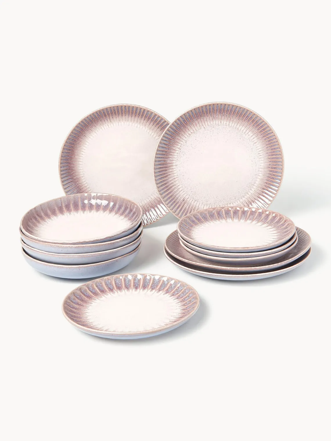 Westwing Collection Vajilla artesanal con esmalte reactivo Vinci, 4 comensales (12 pzas)^ Vajillas Completas|Menaje De Mesa