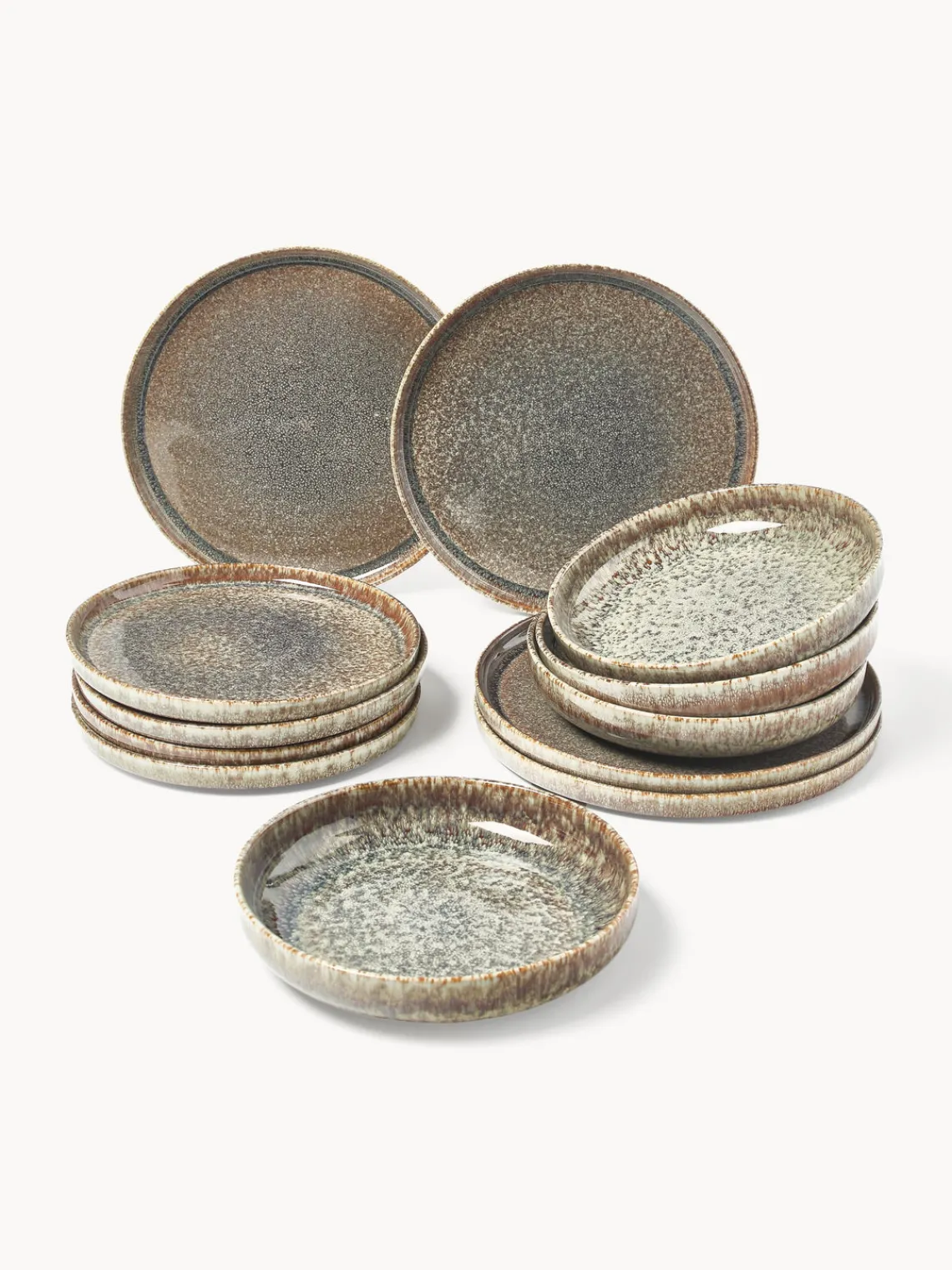 Westwing Collection Vajilla artesanal con esmalte reactivo Danza, 4 comensales (12 pzas.)^ Vajillas Completas|Menaje De Mesa