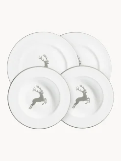 Gmundner Keramik Vajilla artesanal Grauer Hirsch, 2 comensales (4 pzas.)